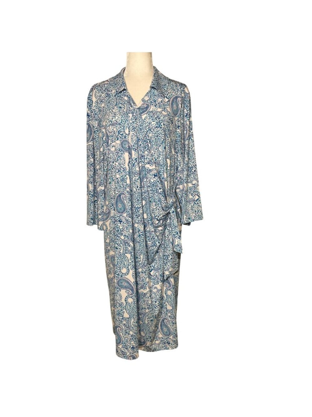 Talbots Paisley Floral Faux Wrap Dress Sz 3X Stretch Summer Resort Vacation